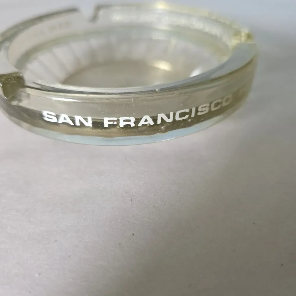 Hilton Hotel San Francisco  Ashtray Vintage  Round Clear Glass